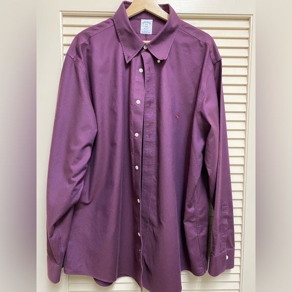 Brooks Brothers Shirt Mens 2XL Maroon Regent Fit Supima Cotton Long Sleeve - Picture 3 of 15